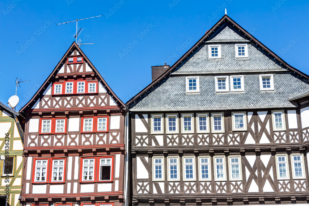 Alsfeld im mittelhessischen Vogelsbergkreis mit ihrer Altstadt und geschlossener historischer Bebauung
