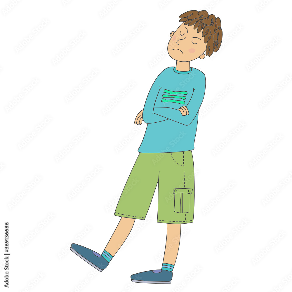 Offended teenager boy vector illustration