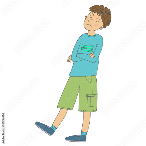 Offended teenager boy vector illustration