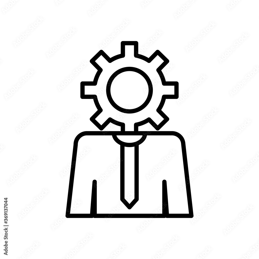 technical service concept, avatar man with gear wheel head shape icon, line style technical service concept, avatar man with gear wheel head shape icon, line style