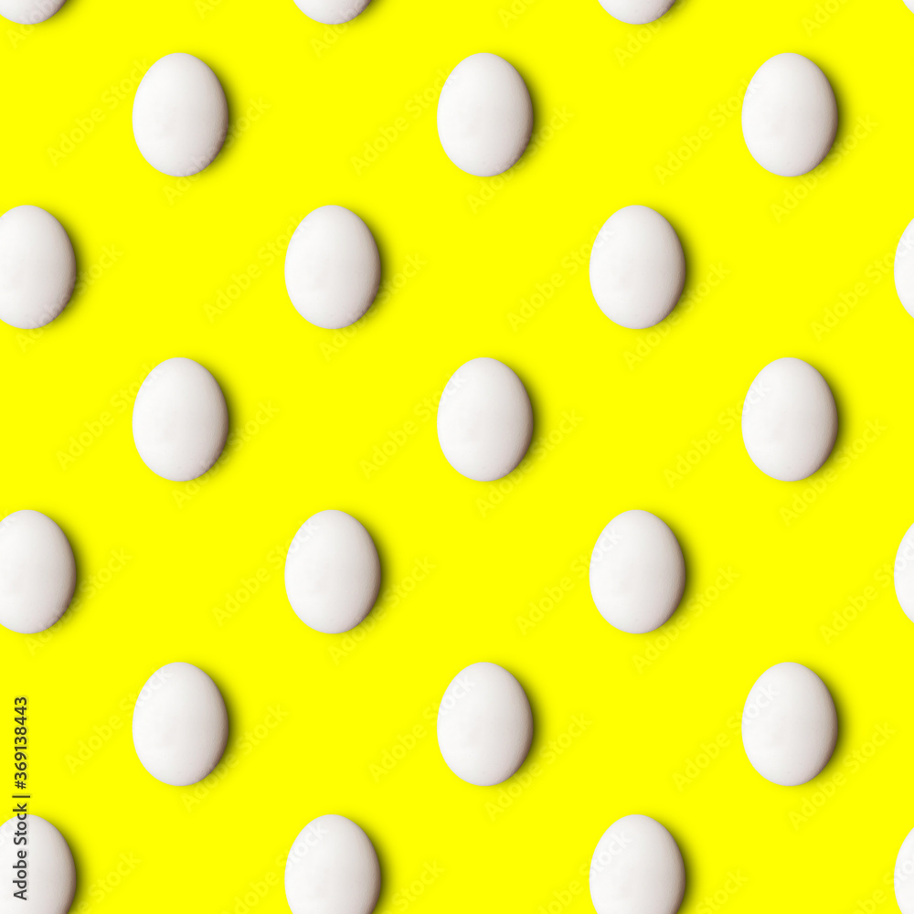Eggs seamless pattern isolated on a yellow background