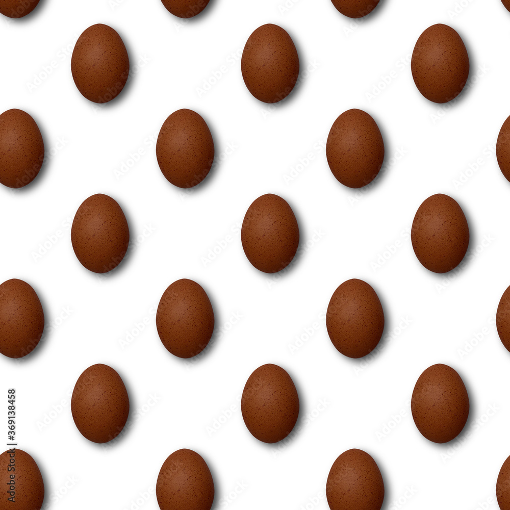 Fototapeta premium Eggs seamless pattern isolated on a white background