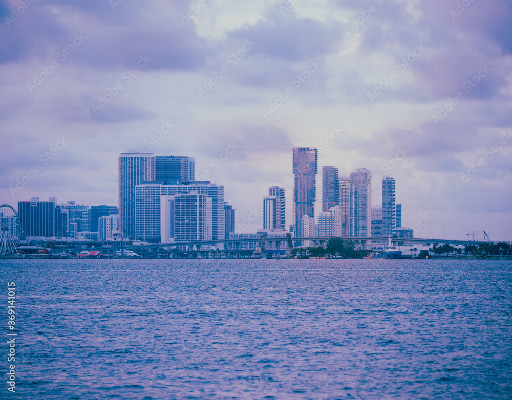 miami skyline with skyscrapers florida city sea 