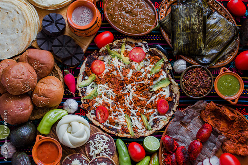 Photos traditional Mexican food from Oaxaca Mexico, Tlayuda, Oaxaca Cheese, tamales and