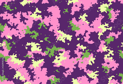 Camouflage seamless pattern in bright colors for printing on fabrics for children's and sportswear © prezent