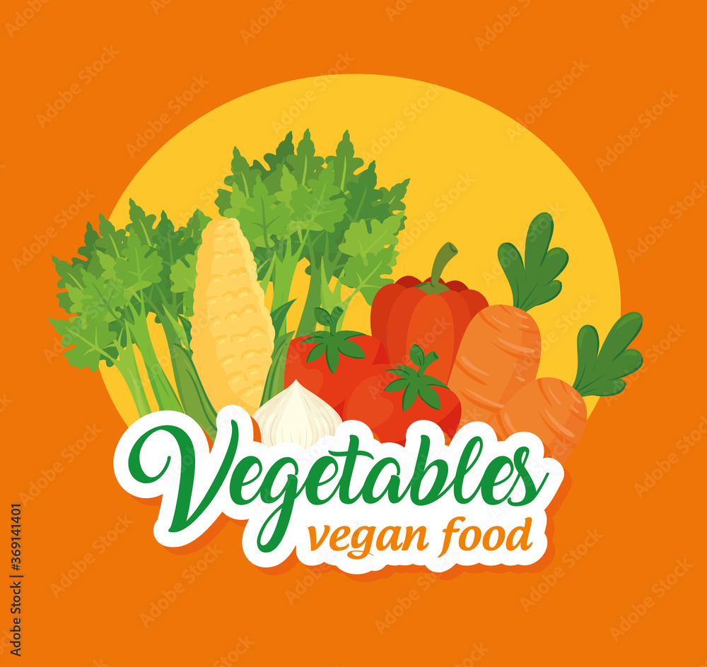 banner with vegetables, concept vegetables and vegan food, with set of vegetables
