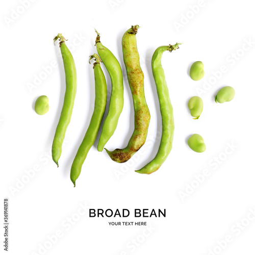 Quadro su tela Creative layout made of broad beans on white background