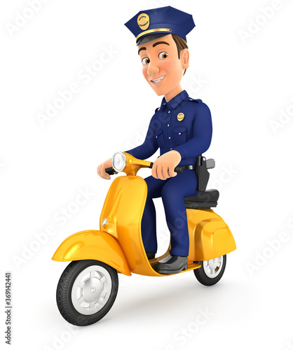 3d policeman riding scooter © 3Dmask