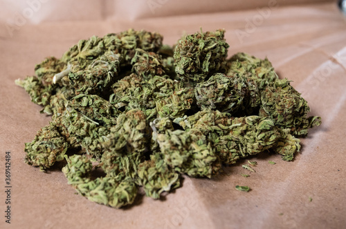 Large pile of weed nugs; marijuana background