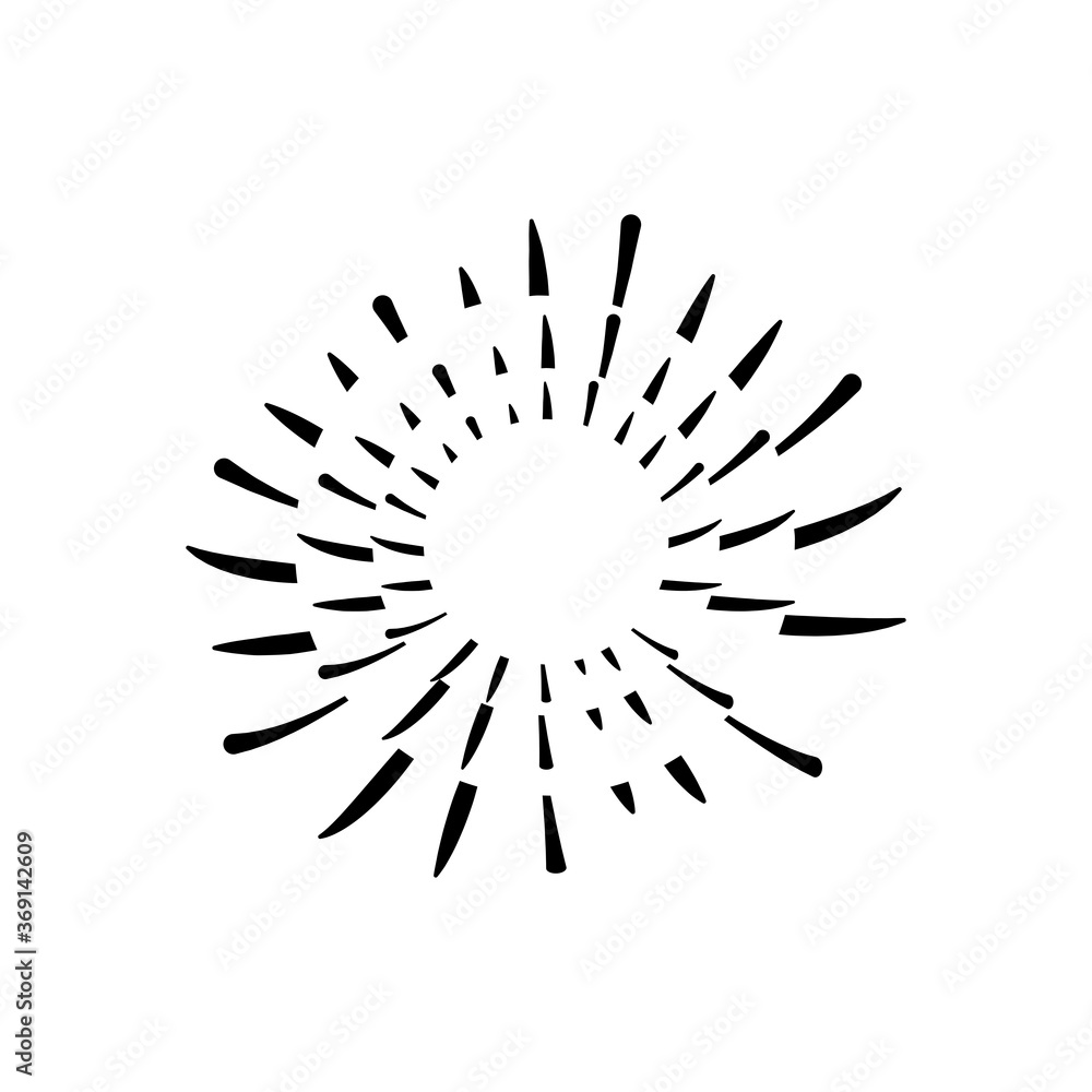decorative striped fireworks burst icon, silhouette style decorative striped fireworks burst icon, silhouette style