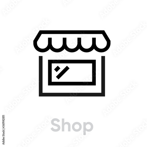 Shop icon. Editable line vector.