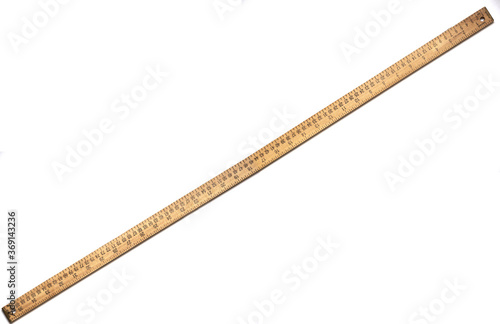 Принти на полотні Wooden yardstick on white backgrounds whit centimeters ands inches scales