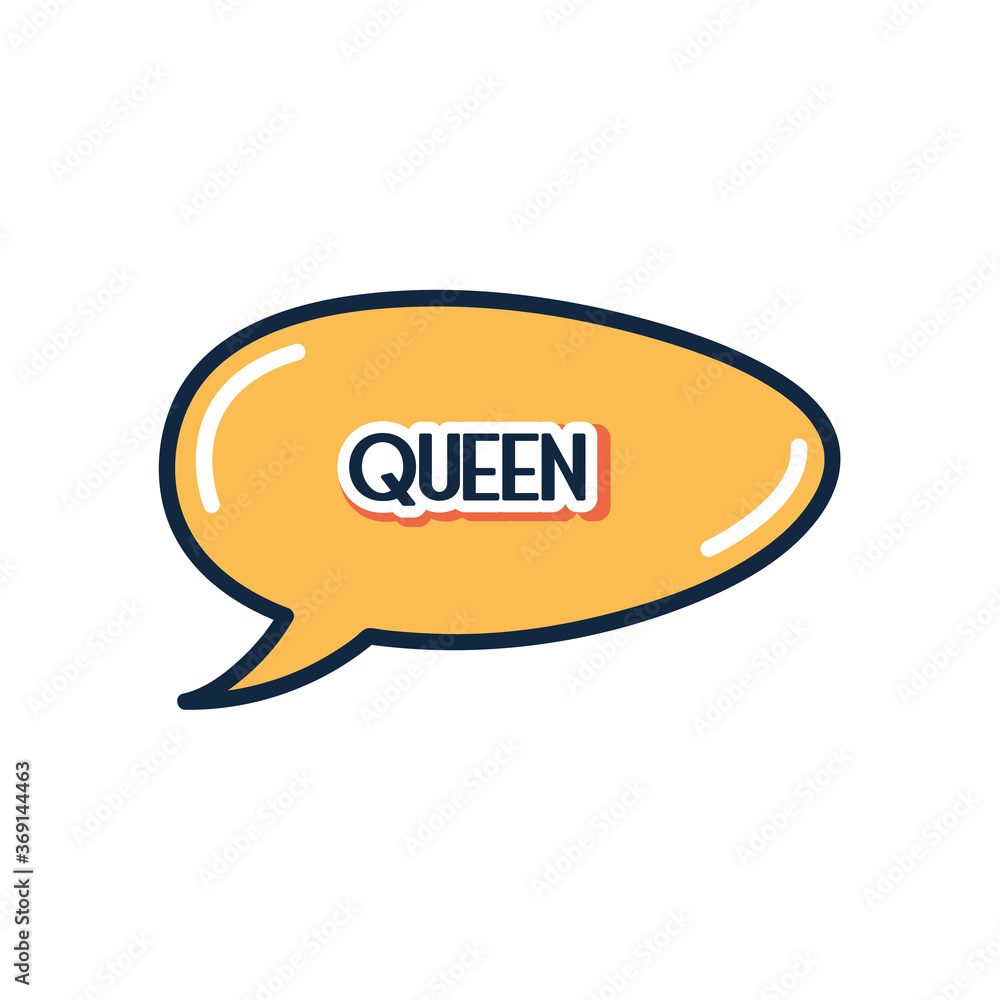 slang bubble concept, orange speech bubble with queen word, flat style slang bubble concept, orange speech bubble with queen word, flat style