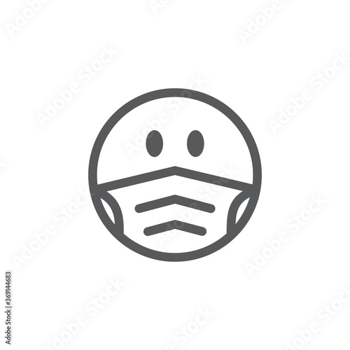 Emoji smile face in a medical mask