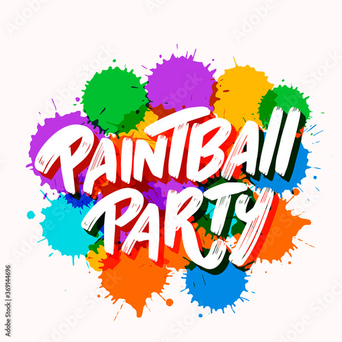  Paintball party. Vector banner. 