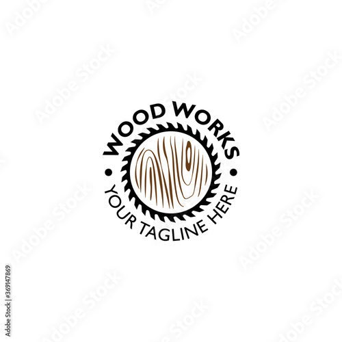Wood work, carpentry logo retro vintage vector illustration
