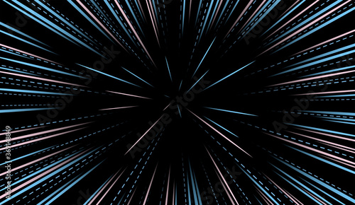 Background of dynamic radial lines or rays for comic book. Circular geometric motion pattern. Space flight