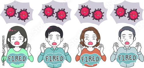 コロナウイルスの影響でクビを言い渡される社員　FIRED　ギャグ調