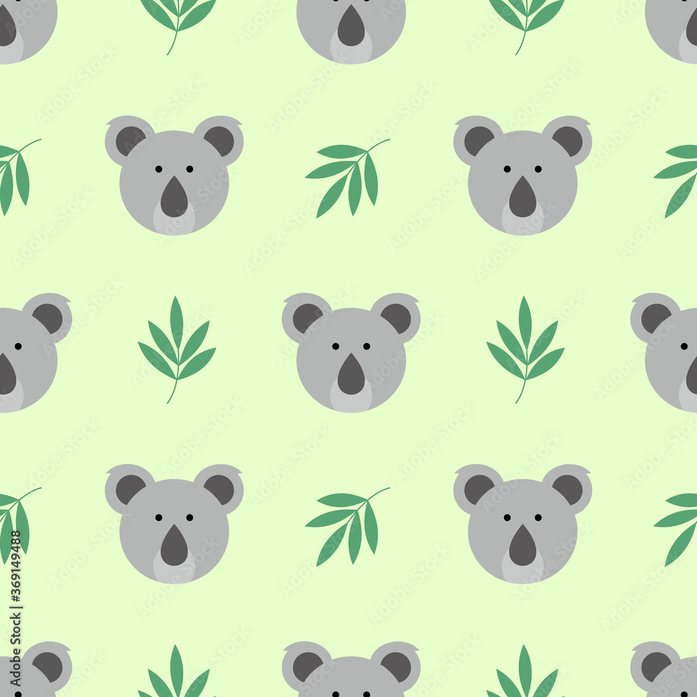 Fototapeta premium illustration vector graphic of koala seamless pattern with bamboo leaves design