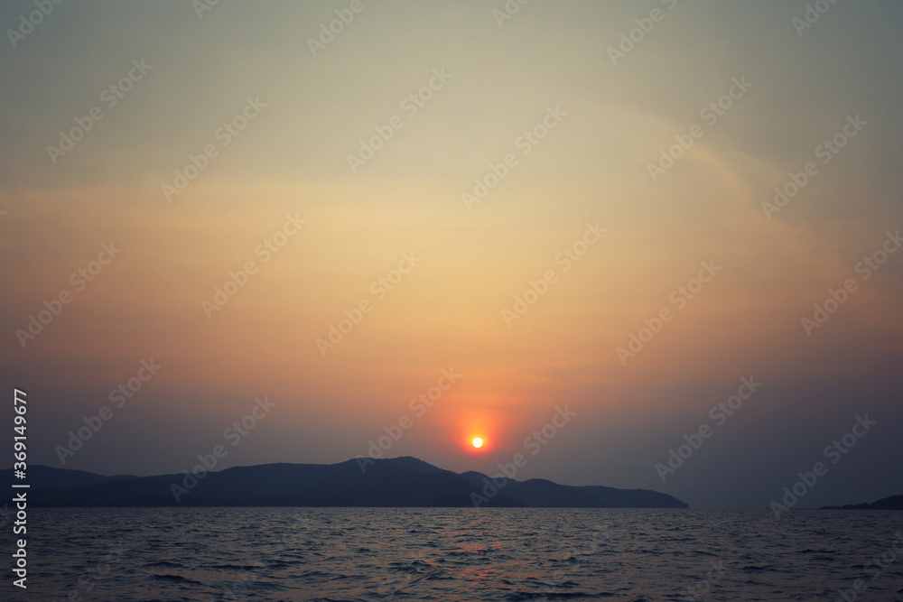 Sunset from the island in the sea.