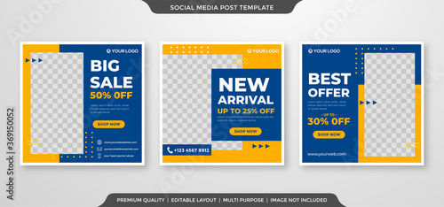 social media sale post template design with abstract style and modern concept use for ads and feed