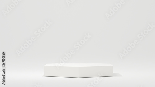 hexagon podiums on white background. Abstract pedestal scene with geometrical. Scene to show cosmetic products presentation. Mock up design empty space. Showcase, shopfront, display case,3d render....