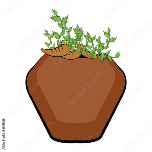 Vegetable or spice plant in a pot. Urban farming gardening - Vector