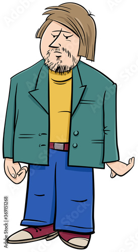 funny man in jacket cartoon comic character