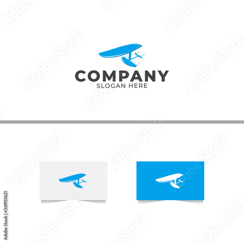 Foiling Surfboard Logo Design Template
