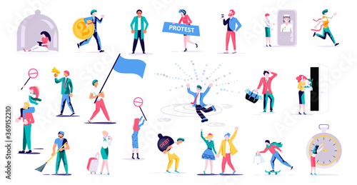 Set of business people for financial infographics