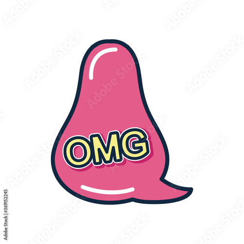 slang bubbles concept, speech bubble with omg word, flat style