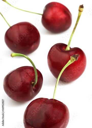 CHERRY AGAINST WHITE BACKGROUND