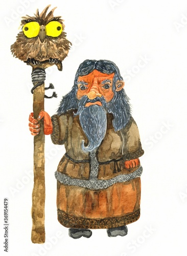 Fotografie watercolor illustration of a forest man from myths