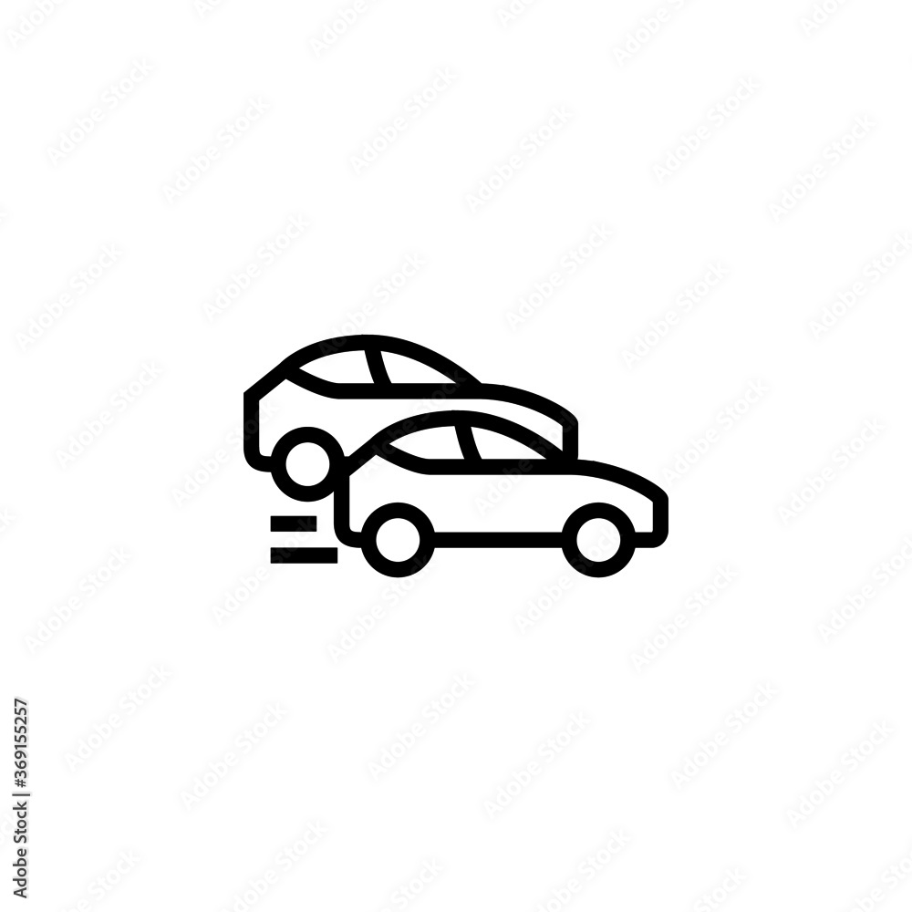 Car racing icon, racing game icon  in black line style icon, style isolated on white background