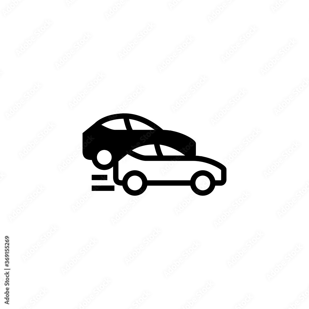 Car racing icon, racing game icon in black flat glyph, filled style isolated on white background