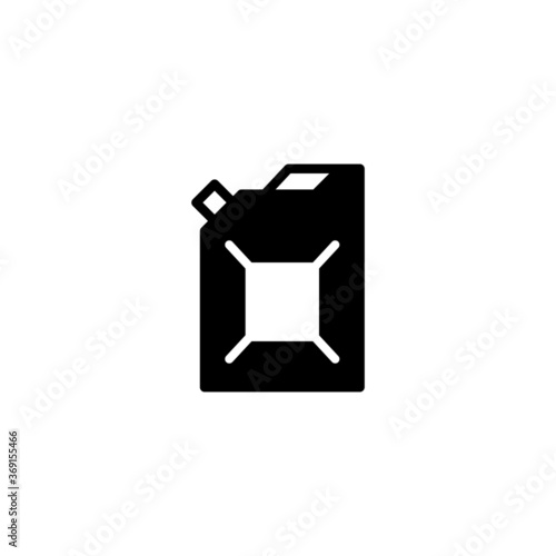 gas can icon in black flat glyph, filled style isolated on white background