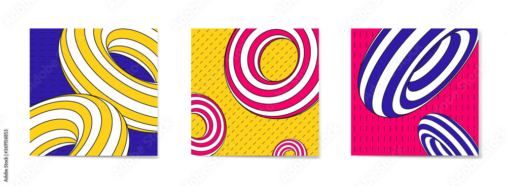 Bright covers templates set with trendy geometric pattern. Bright covers templates set with trendy geometric pattern.