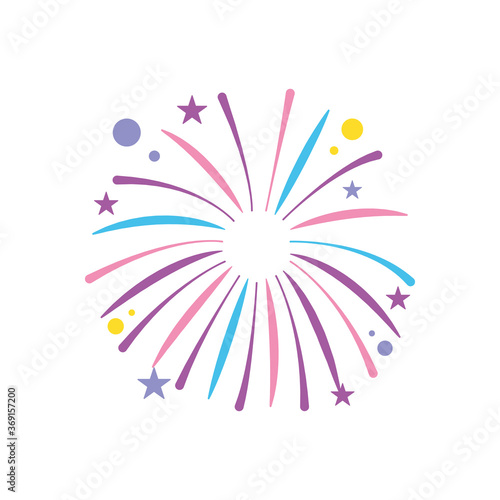 fireworks exploding with circles and stars  flat style