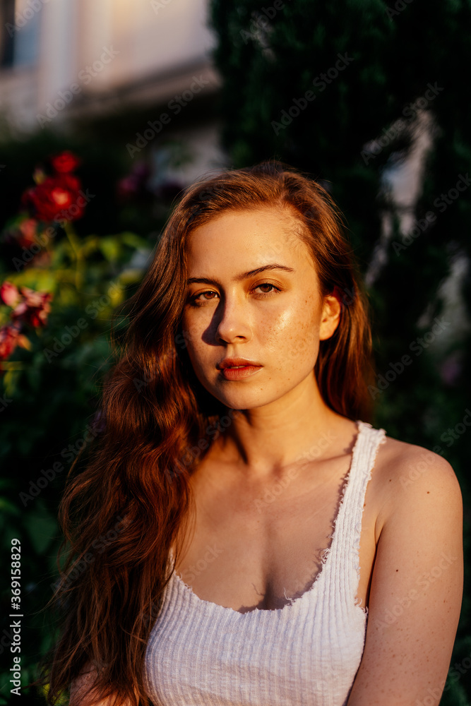 Model with flowers Model with flowers