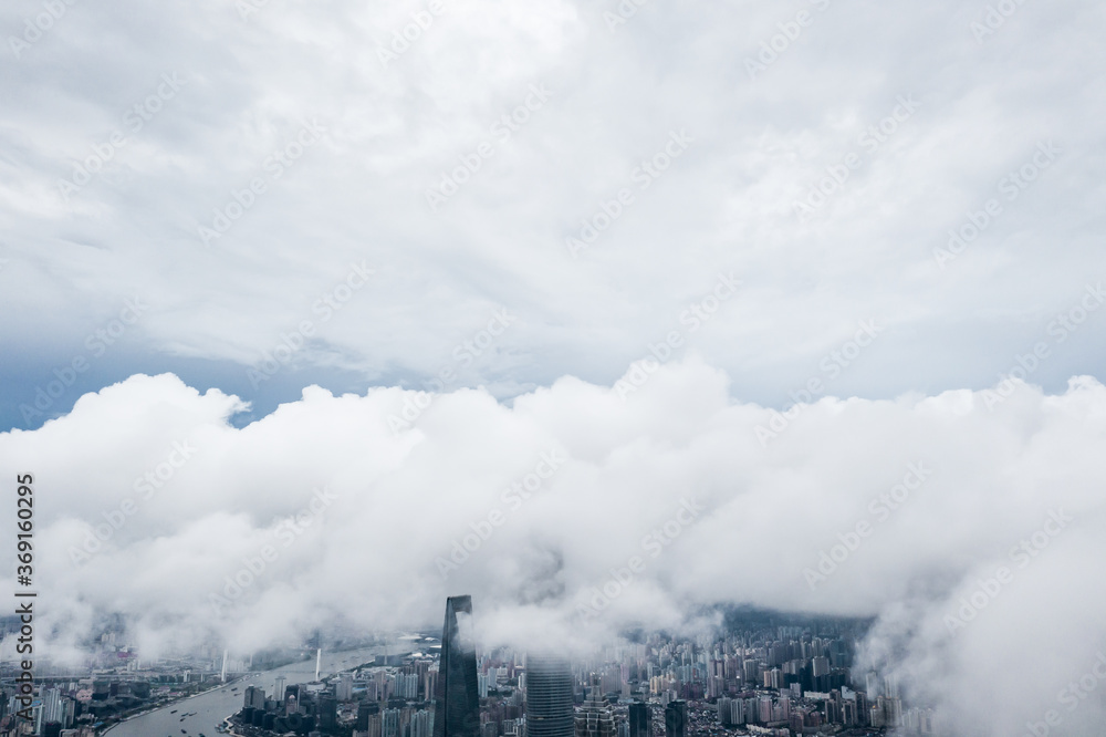 aerial view of shanghai city with cloudy day aerial view of shanghai city with cloudy day