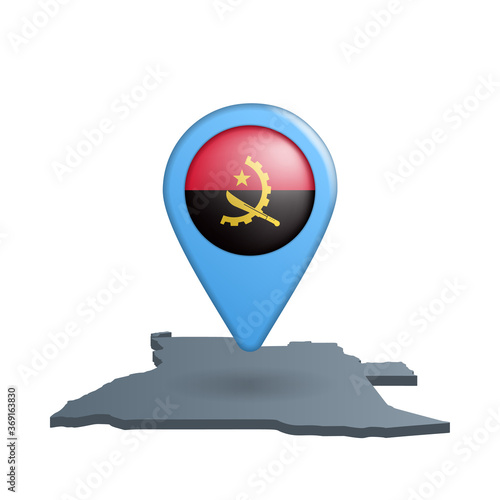 Angola flag map pin on white photo