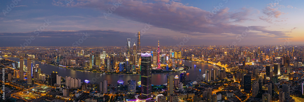 high angle view of illuminated modern buildings in city at night,Shanghai high angle view of illuminated modern buildings in city at night,Shanghai