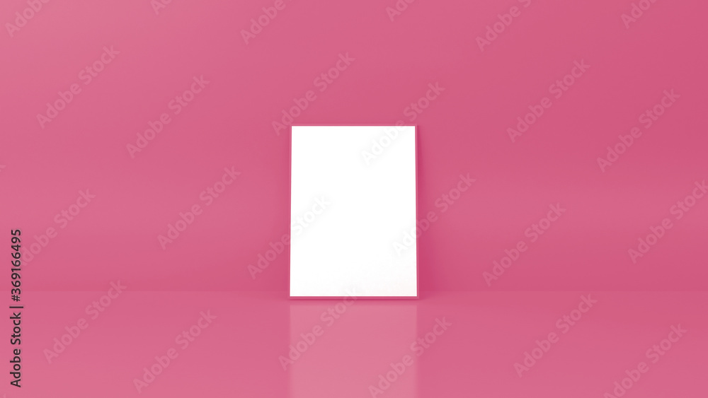 3d rendering of a pink background with a framed picture 3d rendering of a pink background with a framed picture