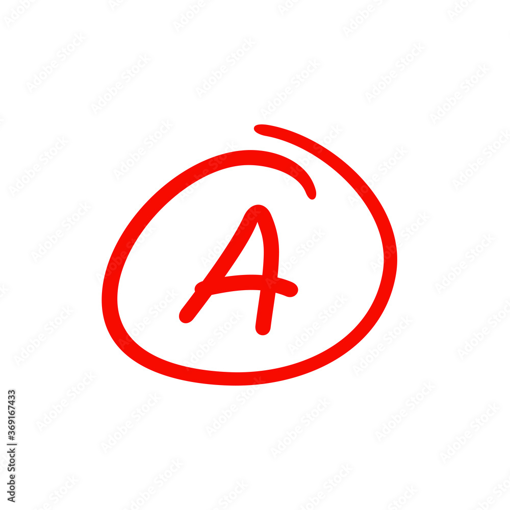 Grade A hand drawn illustration, good exam score Grade A hand drawn illustration, good exam score