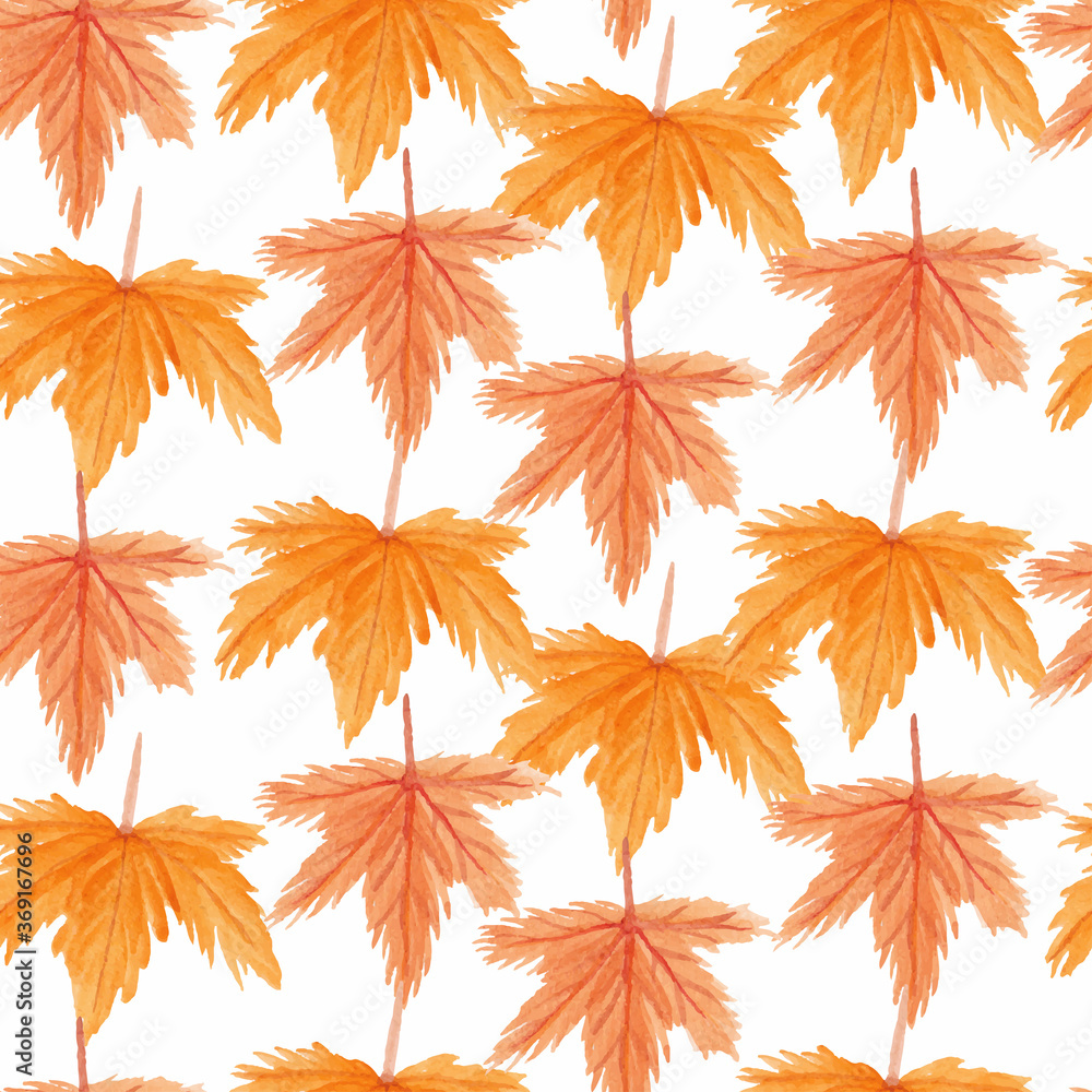 Seamless pattern with autumn maple leaf watercolor Seamless pattern with autumn maple leaf watercolor
