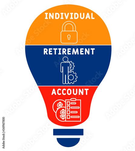 IRA - Individual Retirement Account acronym, concept background. vector illustration concept with keywords and icons. lettering illustration with icons for web banner, flyer, landing page
