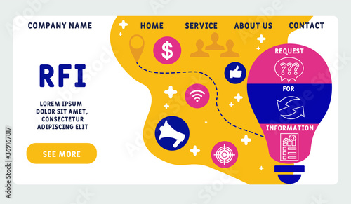 Vector website design template . RFI - Request For Information. business concept. illustration for website banner, marketing materials, business presentation, online advertising.