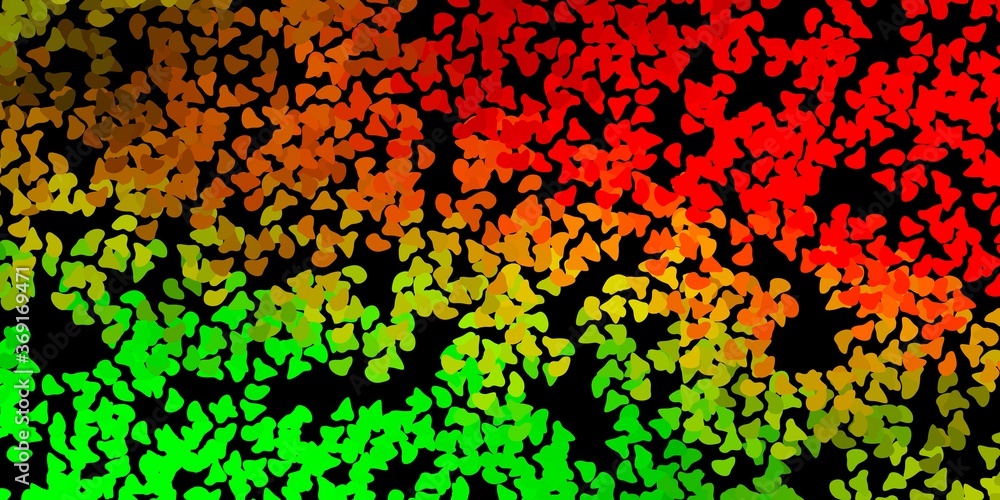 Dark green, red vector backdrop with chaotic shapes. Dark green, red vector backdrop with chaotic shapes.