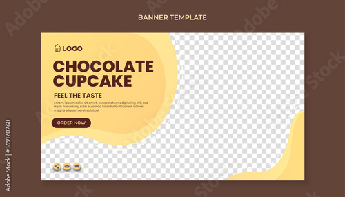 Chocolate cupcake food banner template