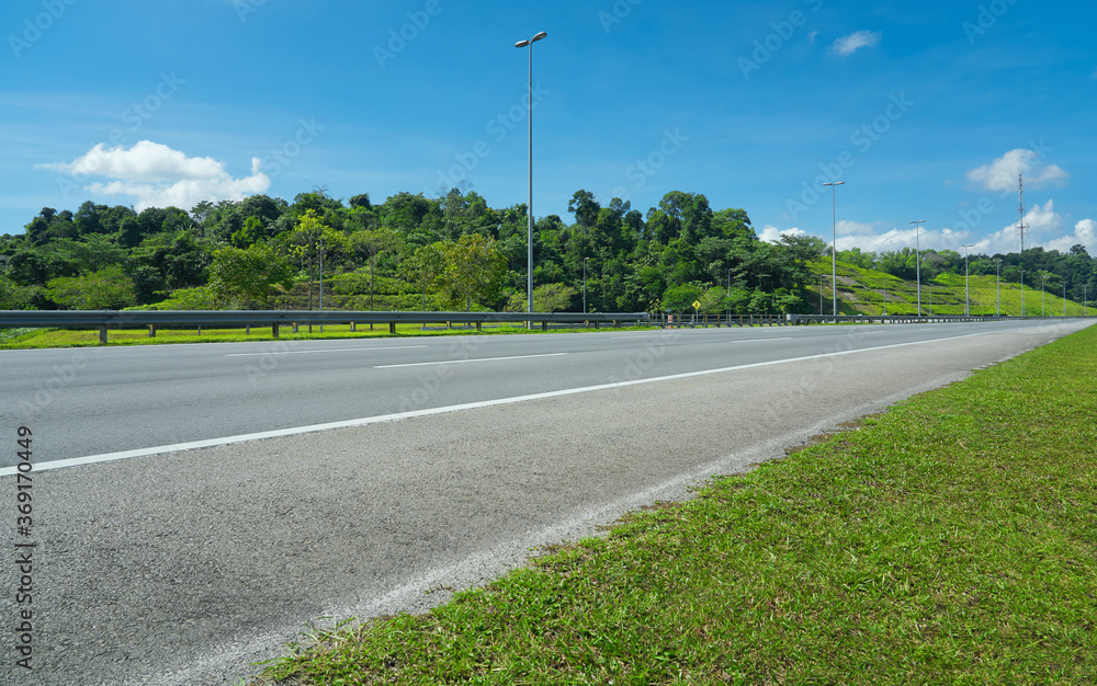 Perspective view of empty highway road